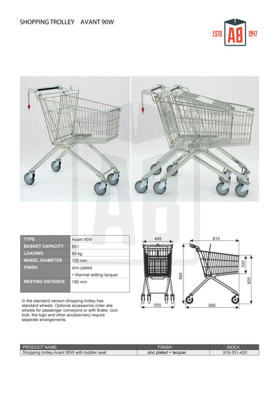 Avant 90W Shopping Trolley – 90 Litre Capacity with Toddler Seat