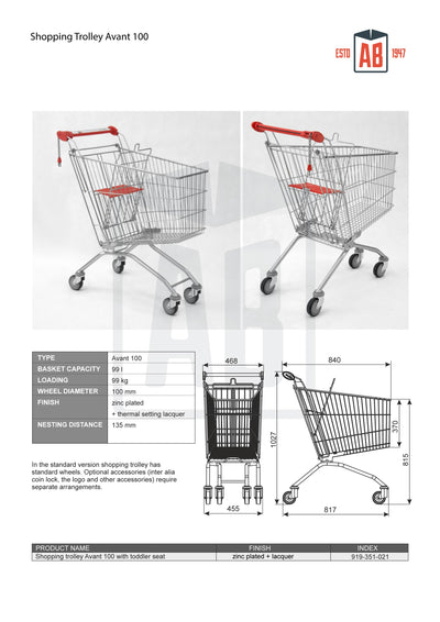 Avant 100 Shopping Trolley – 100 Litre Capacity with Toddler Seat
