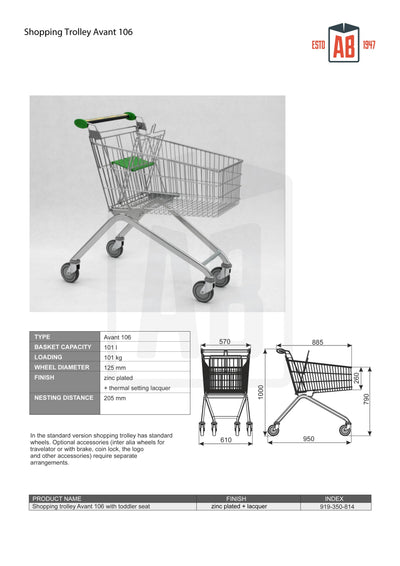 106L Standard Shopping Trolley – Avant Series