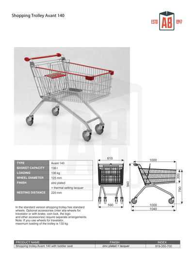 140L Extra-Large Shopping Trolley – Avant Series
