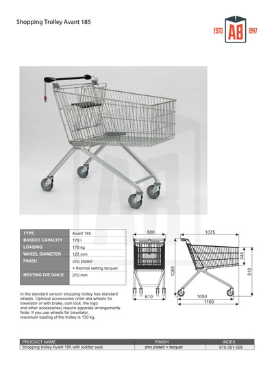 185L Extra-Deep Shopping Trolley – Avant Series