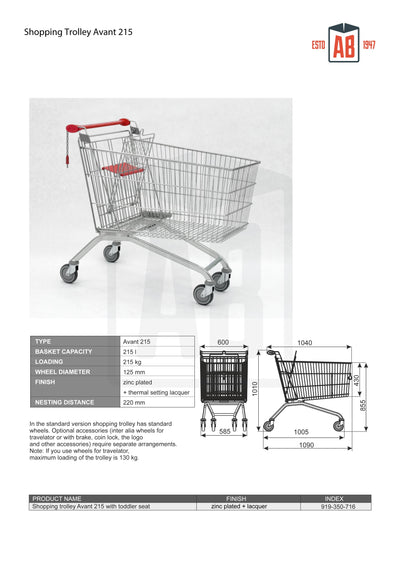 215L Ultra-Capacity Shopping Trolley – Avant Series