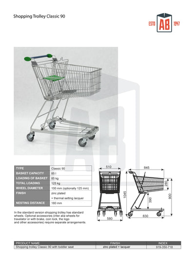 90L Compact Shopping Trolley – Classic Series