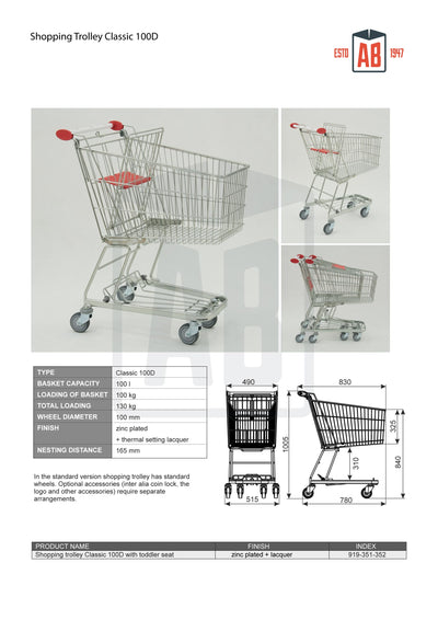 100L Double Basket Shopping Trolley – Classic Series (Model 100D)