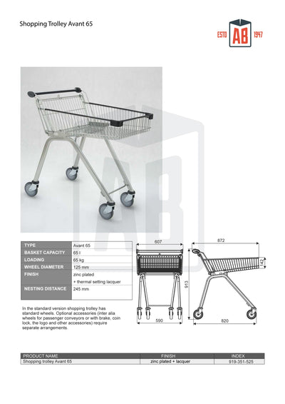 Avant 65 Shopping Trolley – 65 Litre Capacity (No Toddler Seat)