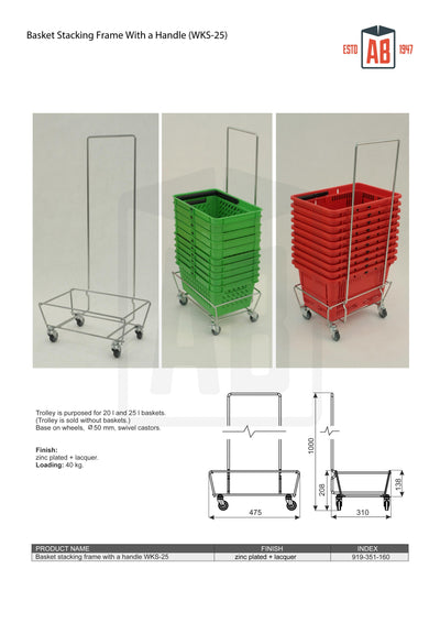Basket Stacking Frame with Handle – Mobile Basket Holder for Retail