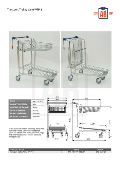 Vario WTP 3 Transport Trolley – Compact Flatbed Trolley for Versatile Use
