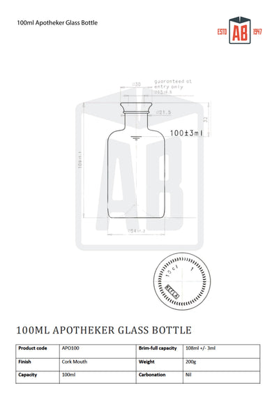 Botella de vidrio de farmacia de 100 ml