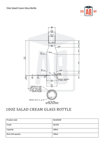 Botella de vidrio de 10 oz para crema de ensalada