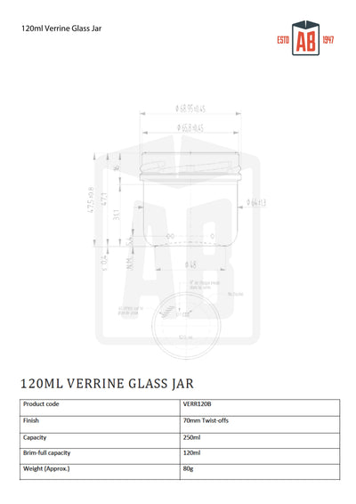 Tarro de cristal Verrine de 120 ml