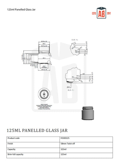 Tarro de comida con paneles de 125 ml