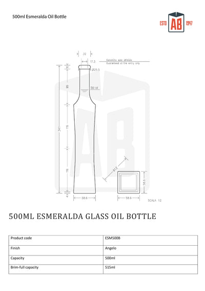 Botella de aceite de vidrio Esmeralda de 500 ml (apertura con corcho)