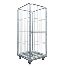 Steel Laundry Roll Container – 800x720x1800mm, Electro-Galvanized with Hinged Front Gate