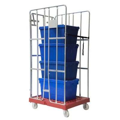 3-Sided Roll Cage – 810x680x1680mm, Hot-Dip Galvanized with Strap and Plastic Base