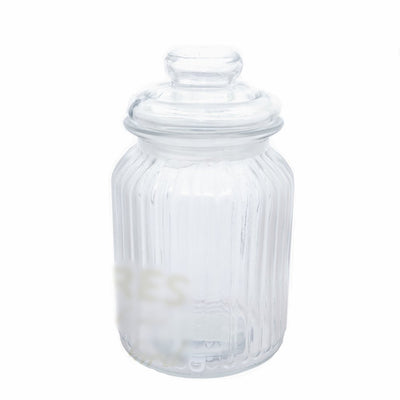 1 Litre Ribbed Knob-Stopper Glass Jar