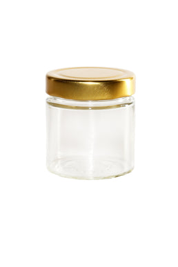 Tarro de cristal cilíndrico profundo con tapa giratoria de 212 ml