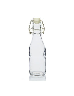 Botella de vidrio con tapón abatible de 250 ml para agua, jugo o limonada