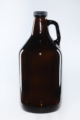 Botella de vidrio ámbar con asa de 64 oz/1,84 litros
