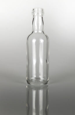 Botella de vidrio redonda en miniatura para licor o esencia de 50 ml