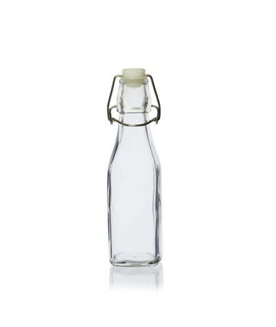 Botella de vidrio con tapón abatible de 250 ml para agua, jugo o limonada