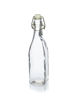 Botella de agua de vidrio cuadrada con tapón oscilante de 550 ml