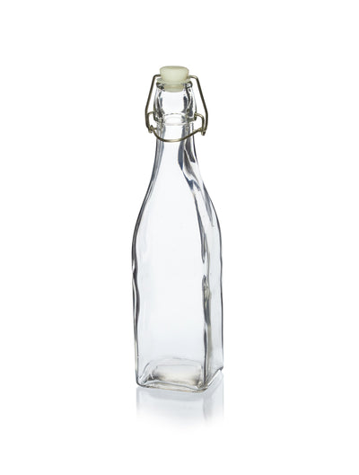 Botella de agua de vidrio cuadrada con tapón oscilante de 550 ml