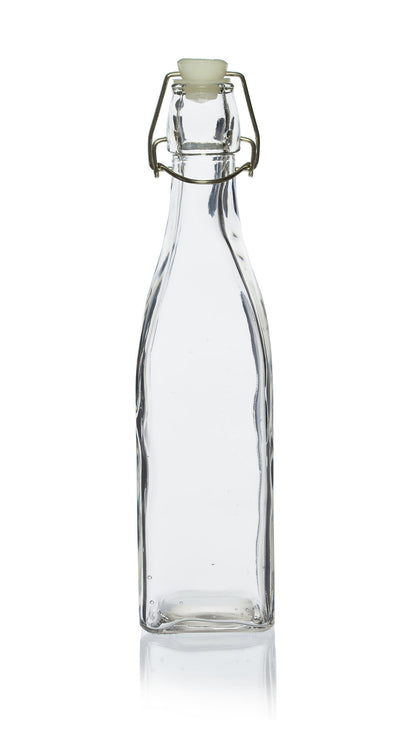 Botella de agua de vidrio cuadrada con tapón oscilante de 550 ml