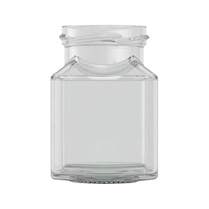 200ml Clear Square Jam Jar – Glass Preserve Jar | Gold, Silver or Black Lid