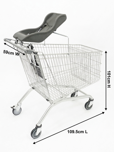 Refurbished Shopping Trolley with Baby and Toddler Seat, 212 Litre, 109.5 x 59 x 101cm