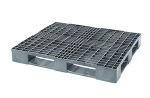 Heavy duty plastic pallet 1200 x 1000 x 150mm with open gridded deck and 5 runners base