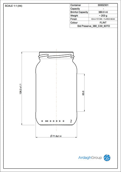 Tarro de vidrio para conservas de 380 ml - Ardagh