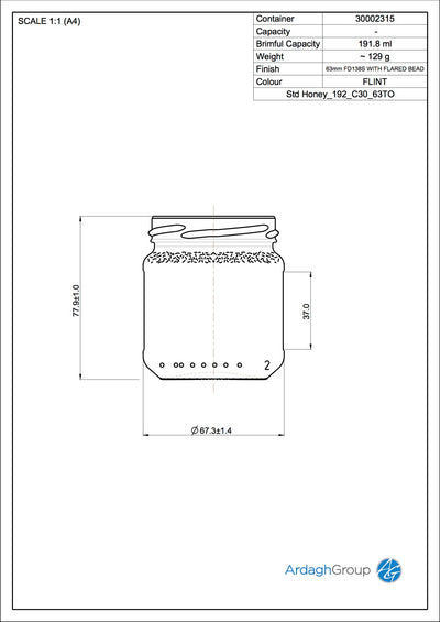 192ml Honey Jar - Ardagh