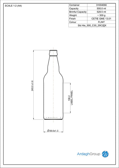 Botella de cerveza de vidrio Flint Ale Oneway de 500 ml - Ardagh