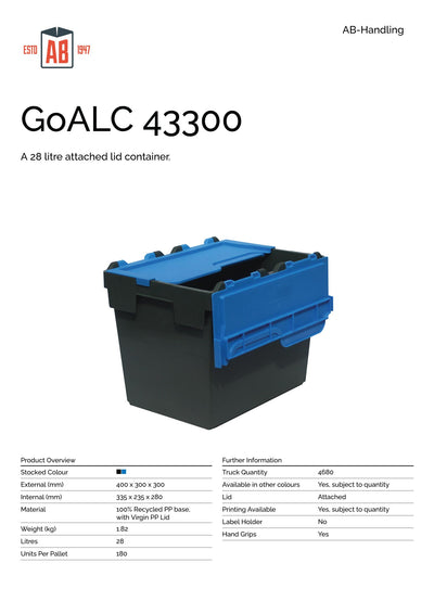 400 x 300 x 300mm Attached Lid Plastic Box (28L) – Heavy Duty PP Storage Container