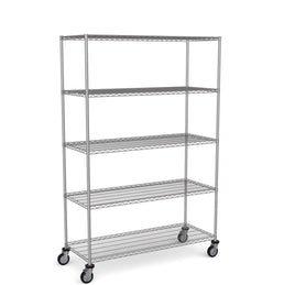 Stainless Steel Wire Shelving – Mobile Unit 1950mm High, 5 Tier, Catering & Hospital Grade