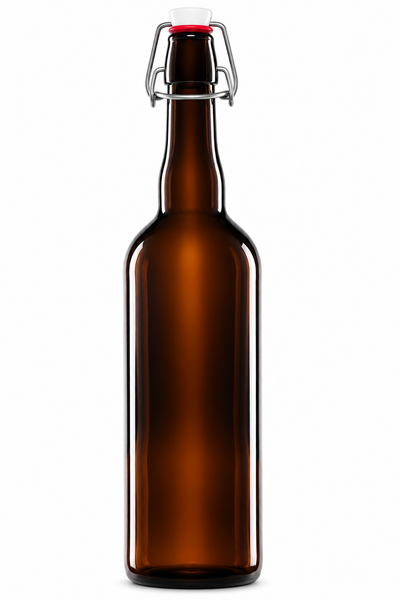 Botella de cerveza de vidrio ámbar de 750ml con tapón cerámico