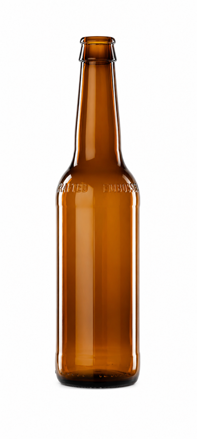 Botella de cerveza ámbar de cuello corona de 330ml