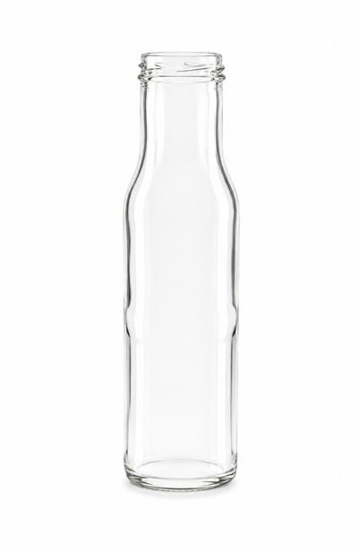 Botella de salsa de vidrio redonda de 250 ml