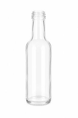 Botella de vidrio redonda miniatura de 50 ml para licores/esencias