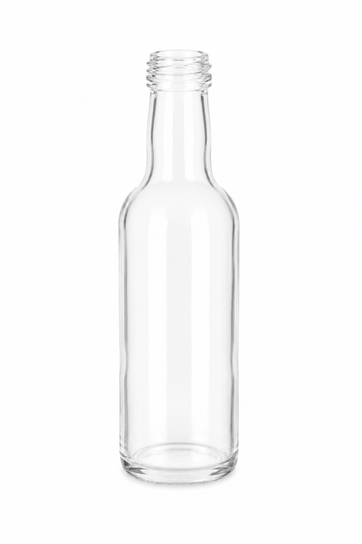 Botella de vidrio redonda miniatura de 50 ml para licores/esencias