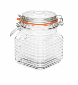 Tarro de vidrio Kilnclip estriado de 800 ml