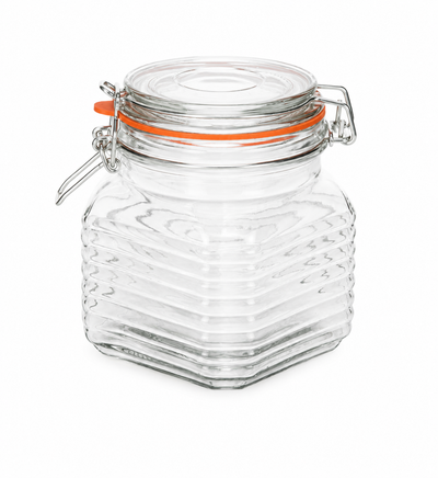 Tarro de vidrio Kilnclip estriado de 800 ml