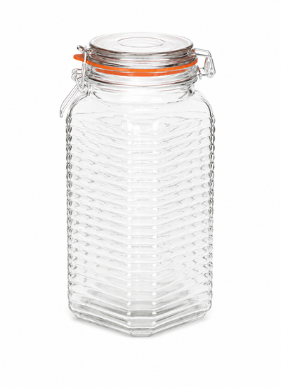 Tarro de vidrio Kilnclip estriado de 1800 ml
