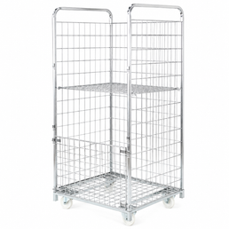 Contenedor WMU 1700x800x600 con Estante – Jaula Rodante Extra-Larga para Artículos Sobredimensionados