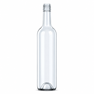 Botella de Vino Burdeos de Vidrio Transparente 750ml – Cierre de Rosca 30mm