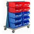 Mobile Small Parts Trolley with Bins | Louvred Panel Storage on Wheels