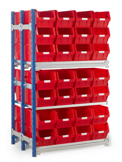 Double Extension Bay Shelving with Bin Kits | Heavy-Duty Small Parts Storage