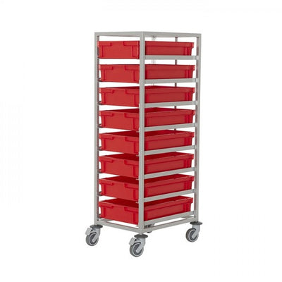 Single Euro Container Trolley for 8 x 23.7L Boxes Mild Steel Silver