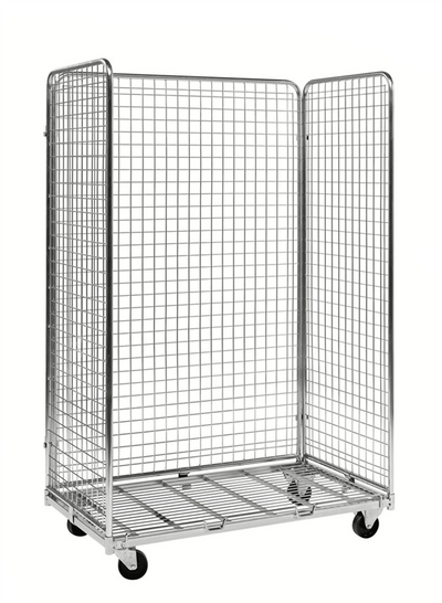 Wire Trolley – 3 Sided Galvanised Roll Cage | 400kg Capacity