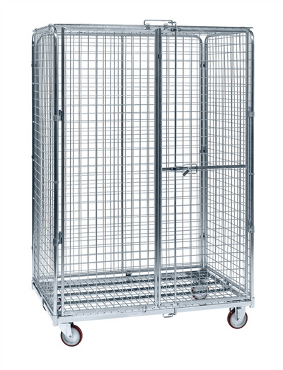 Lockable Mesh Security Container with Braked Castors – 600kg Capacity